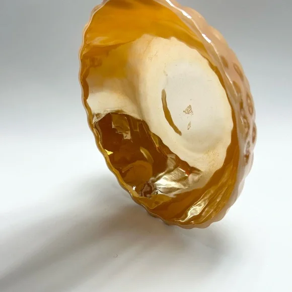 🔥👑⚓️🍑🧡🤍Fire King Anchor Hocking - Vintage Peach Lustre Large Bubble Bowl. - Picture 8 of 16